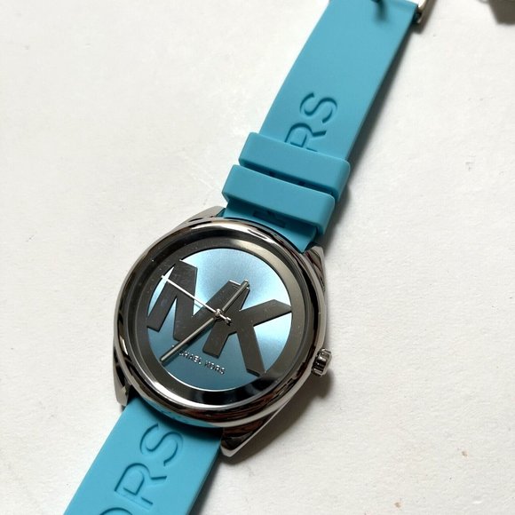New in Box $250 MICHAEL KORS Watch Janelle Blue Silicone Wristwatch mk7350 - Picture 6 of 9